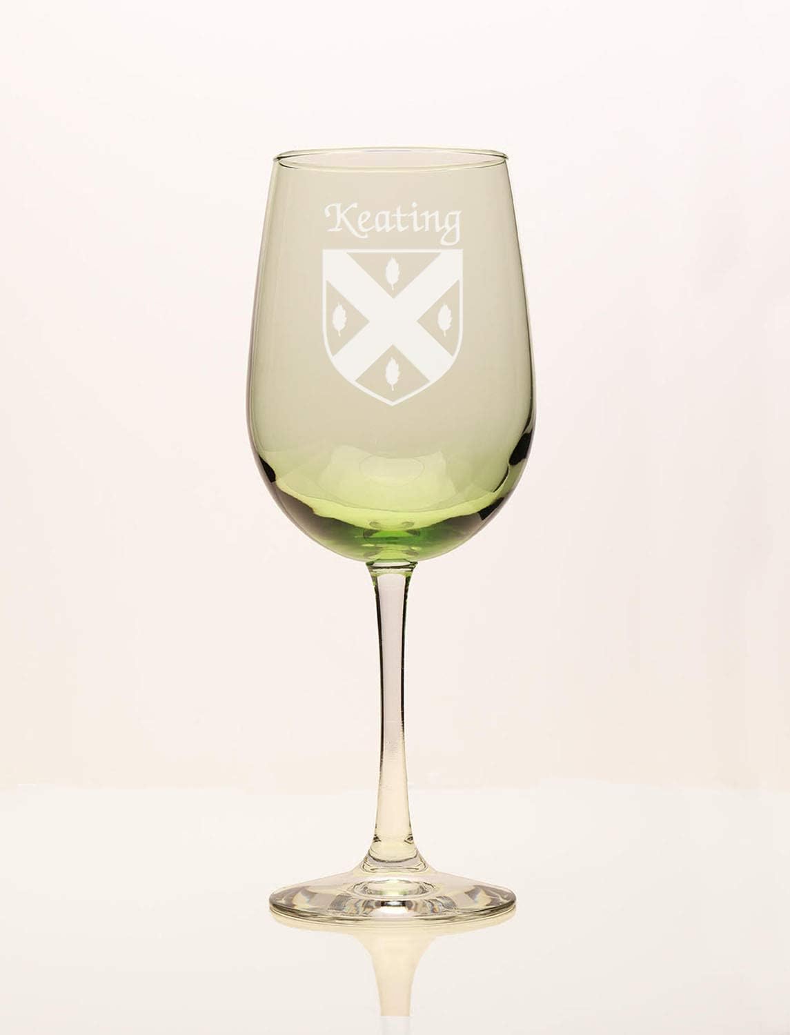 Keating Irish Coat of Arms Green Wine Glass