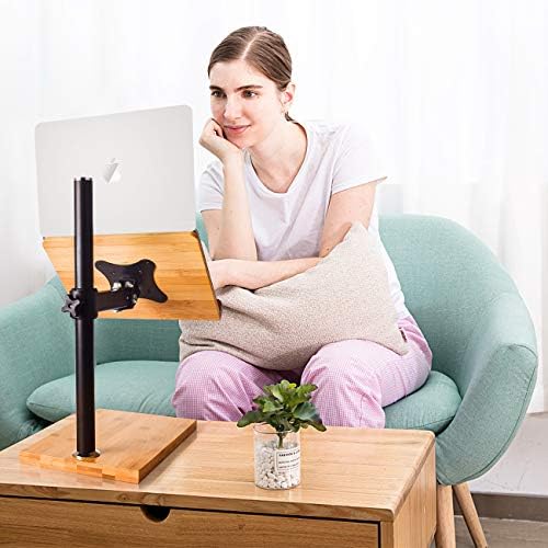 Book Stand Height Adjustable - wishacc Upright Bamboo Book Stand & Holder for Reading Hands Free, Desktop Adjustable Reading Height and Angle Book Rest with Page Clips (11.0 x 8.1 inches)