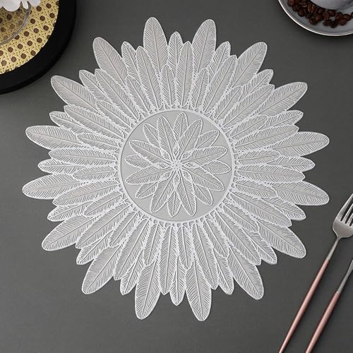 Image of Dakshya Industries PVC Waterproof Table Placemat Set of 3 | Gold Silver Copper Leaf Design Dining Table Mats | Washable Heat Resistant Non Slip Table Mats