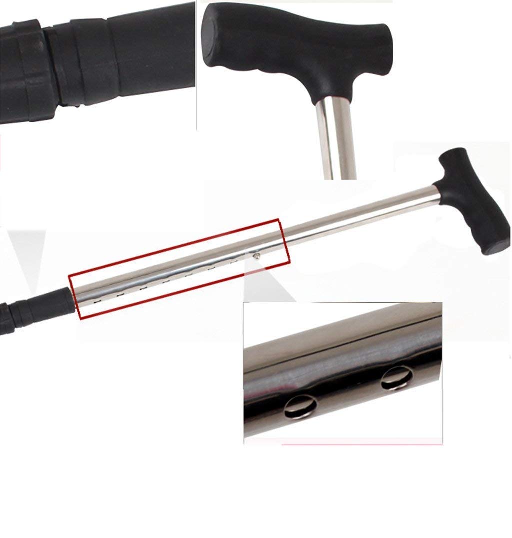 składany chodzik,Laska, Praktyczna wysuwana laska Stop aluminium Laski Kule Płoza Lekka srebrna 74-90 cm, Starszy alpinista,
