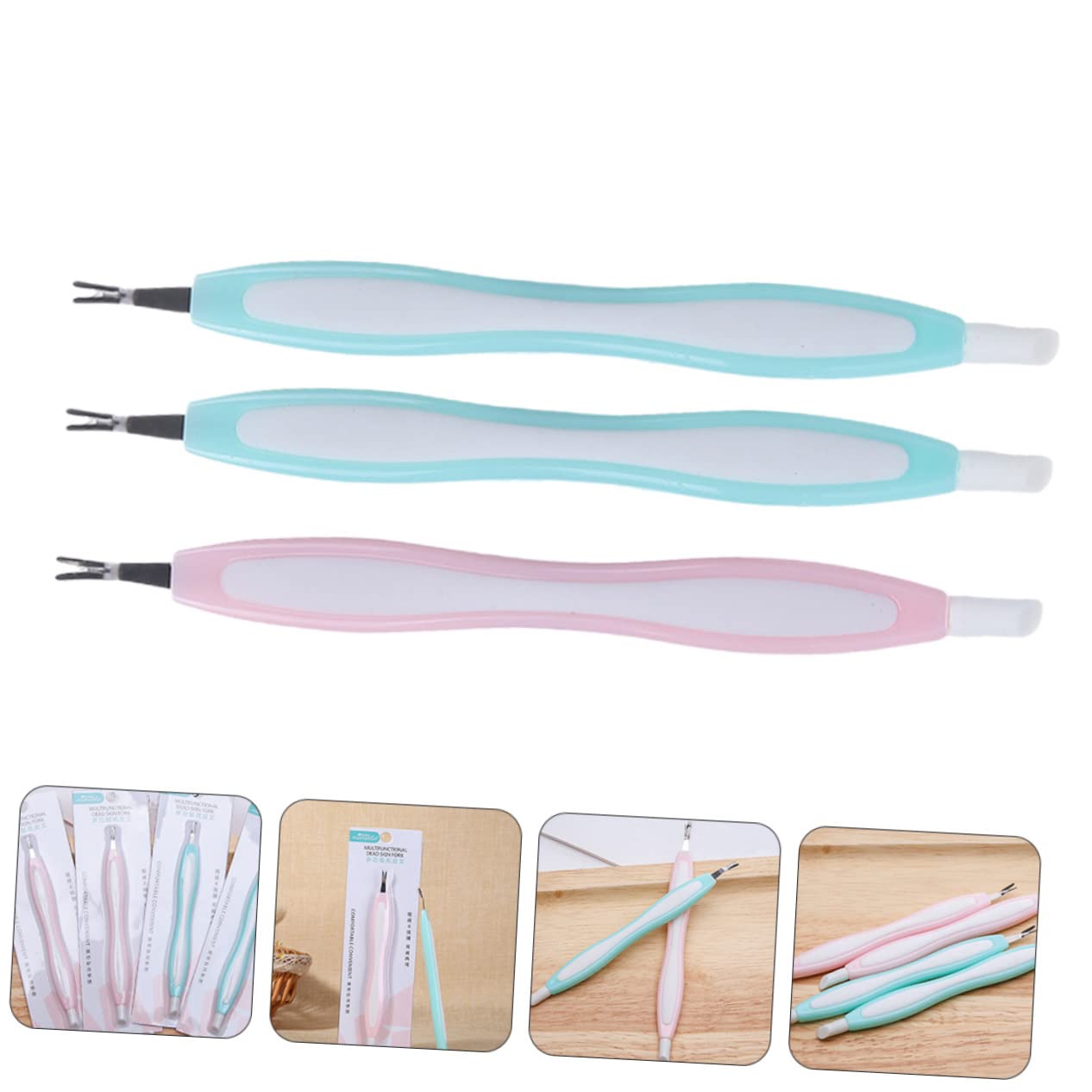 FOYTOKI 2sets Stainless Steel Nail Tools Kit Dead Skin Fork Cuticle Scissor Nail Pliers Manicure Kit 3pcs*2 Random Color