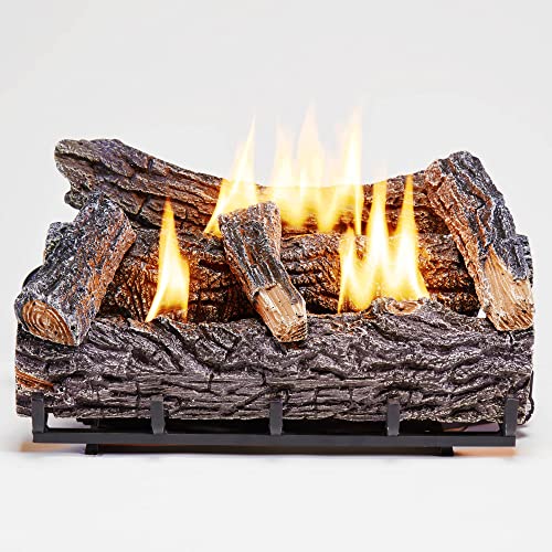 Duluth Forge Dls-L22T Propane Gas Ventless Fireplace Logs Set With Thermostat, Use With Liquid Propane, 32000 Btu, Heats Up To 1100 Sq. Ft, Winter Oak, 22 Inches #TOP1