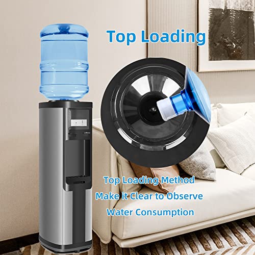 Water Cooler Dispenser, 5 Gallon Top Loading Water Cooler Water Dispenser, 2 Temps (Hot & Cold), Quiet, Black And Stainless Steel, Etl Listed, Child Safety Lock #TOP2
