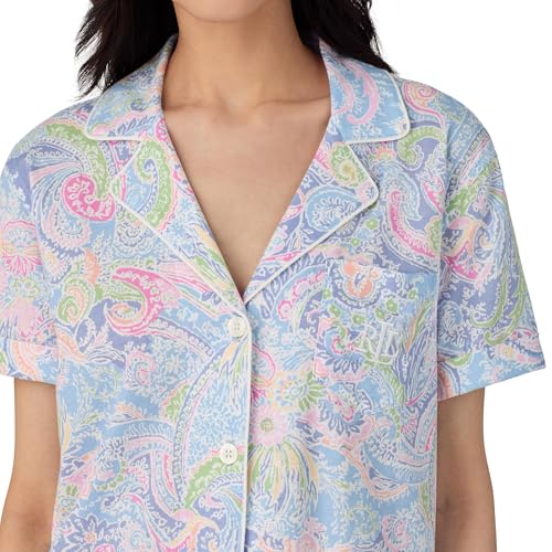 Lauren Ralph Lauren Women's Short Sleeve Notch Collar Bermuda Pj Set3