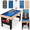SereneLife 48" 6-in-1 Multi-Game Electric Air Hockey, Foosball Soccer, Pool, Ping Pong, Basketball, Table Tennis Ping Pong, Full-Size Game Table, Endless Family Fun - All Accessories Included