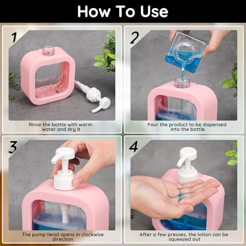 Image of Segbeauty 16.9oz Empty Kitchen Hand Soap Dispenser, Refillable Liquid Soap Dispenser for Bathroom, 500ml Pink Plastic Pump Bottle, Dish Soap Dispensers for Kitchen Sink with Pump and Labels