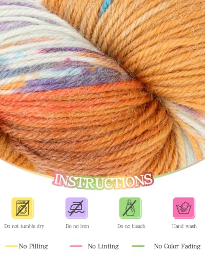 Image of Katech 6 Pack Wool Yarn for Crocheting-Sock Yarn for Knitting Burnt Orange