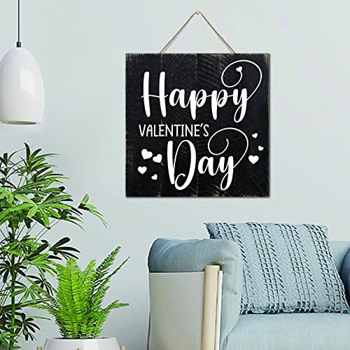 Panneau en bois Happy Valentine Day décoration murale rustique 30,5 cm