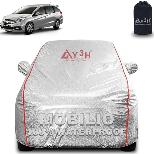 Image of 100% Waterproof Car Cover Compatible with Honda Mobilio | All Weather, Dust Proof, UV Protective with Mirror Pocket (Silver Magic)