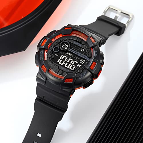 Image of FANMIS Mens Digital LED Sports Watch Military Multifunction Dual Time Alarm Countdown Stopwatch 12H /24H Time Backlight 164FT 50M Waterproof Calendar Month Day Date Watch