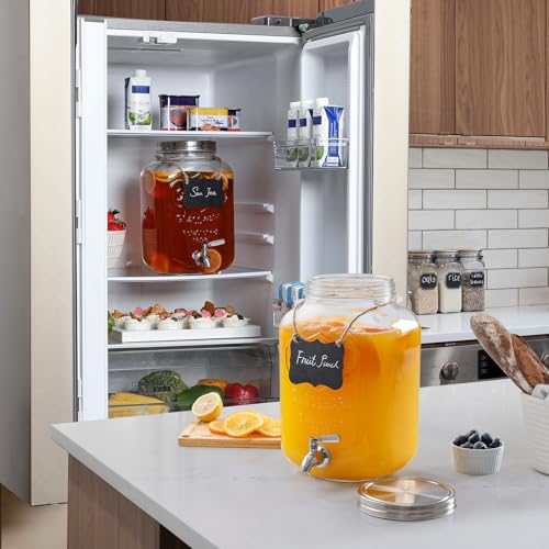 image for NETANY 2 Gallon Glass Beverage Dispenser, 18/8 Stainless Steel Spigot 