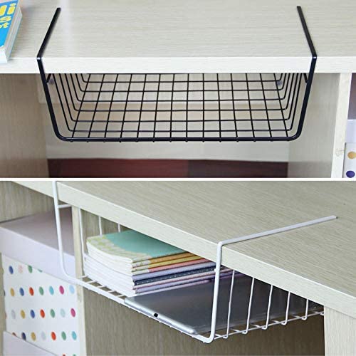 Image of UmI. Multipurpose 16 inch Under Shelf Rectangular Basket /Powder Coated Iron Under Cabinet Organiser /Undershelf Organiser Basket /Under Shelf Storage Rack For Kitchen, Bedroom, Office (Pack Of 3, Black)