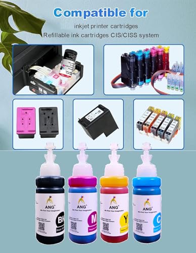 Image of ANG Refill Ink Kit | Compatible with MG2170, MG2270, 2570s, MG3170, MG4170, MG5170 | 100g x 4 Bottles with Syringe