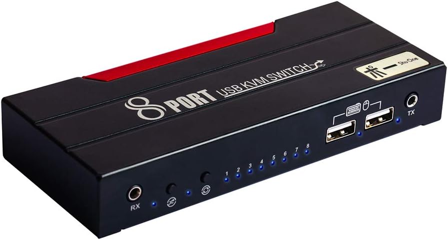 USB Switch 8-Port, KVM Switch 8 Port Synchronous Controller with 8 Cable Sets, 1 Keyboard and Mouse Control up to 8 Computers,One-Button Swapping for Windows/Linux/Unix/Dos/Netware System