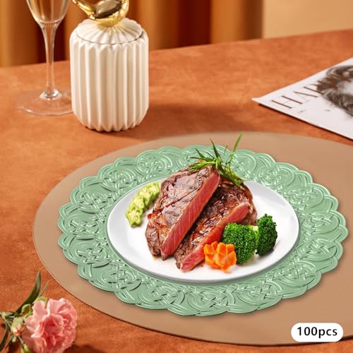 Set de 100 Platos Cargadores Redondos 13 Pulgadas Verde Floral miniatura 6