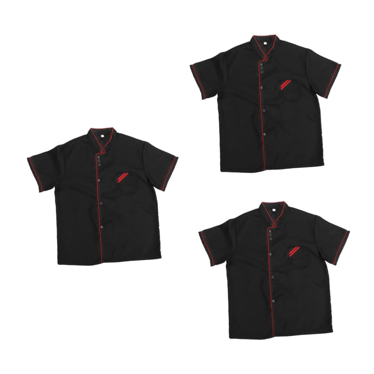 Ipetboom 3 Stück Unisex Kochjacke Kurzarm aus Atmungsaktivem Ölresistentem Material Locker Geschnittene Catering und Bäckereikleidung für Restaurant Hotel XXXL Schwarz