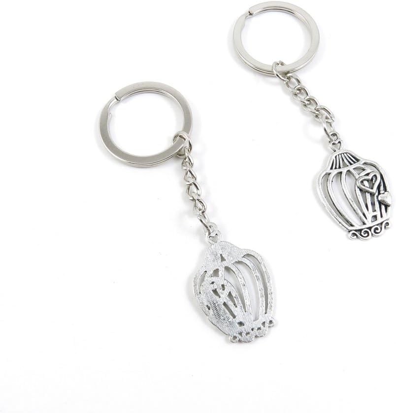 Keyrings Keychains Door Car Keys Rings Tags Chain Antique Silver Tone Bulk Lots N1VX3E Bird Cage Birdcage