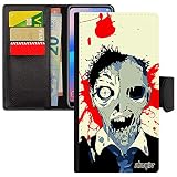 utaupia Custodia Zombie 12 Pro/per iPhone 12 in pelle, con aletta a portafoglio, colore: Blu scheletro spettrale, sangue spaventoso, portatile, design 64 GB morto vivo