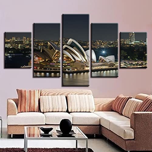 Tableau multi panneau 5 parties avec cadre 150x80cm art mural urbain