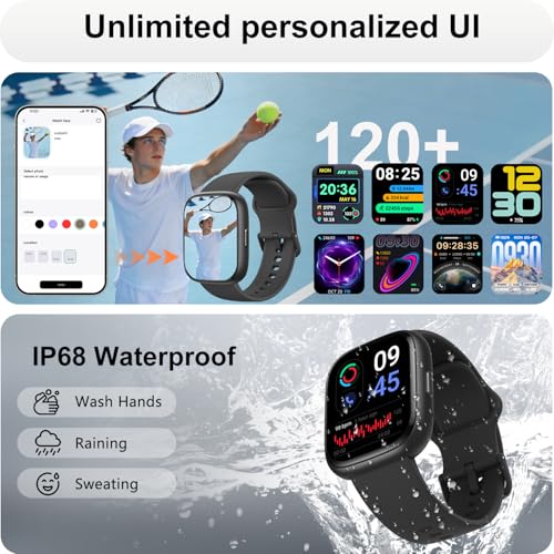 Image of Smart Watch with Alexa & Bluetooth Calling-1.83 inch HD Touchscreen Fitness Watch, Fitness Tracker w /Heart Rate /Sleep Monitor, 30-Day Standby, 120+ Sports Modes, IP68 Waterproof Smartwatch for Android iOS