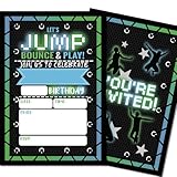 Lumoaster Birthday Party Invitations Boy - Trampoline Jump Birthday Invitations for Boys - 5X7 inch Bounce House Party Invites For Girls Kids - 20 Invitation with 20 Envelopes and Stickers