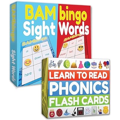 Phonics Flash Cards - Learn to Read in 20 Phonic Stages - Digraphs CVC Blends Long Vowel Sounds - Phonics Games for Kids Ages 4-8 and Sight Word Bingo Game Level 1 and Level 2 - Learn Vocabulary.