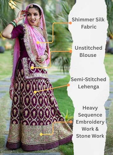 Image of Heavy Embroidery Work Semi Stitched Shimmer Silk Rajputi Poshak For Women Rajasthani Lehenga Choli