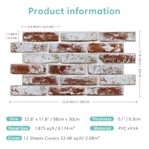 Panneaux muraux 3D brique en PVC pour masquer les murs abîmés - 7
