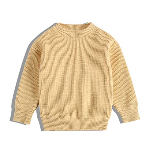 Toddler Baby Girl Loose Long Sleeve Knit Sweater Warm Pullover Top Fall Winter Clothes (F-Yellow, 5-6 Years)