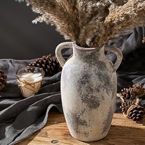 Ceramicvase984inchterracottavasewithhandlesbohodecordecorativevaserusticvaseforhomedecorfarmhouselivingroomtablegray Urban Country Home Decor Ceramic vase 984 inch terracotta vase with handles boho decor decorative vase rustic vase for home decor farmhouse living room table gray urban country home decor