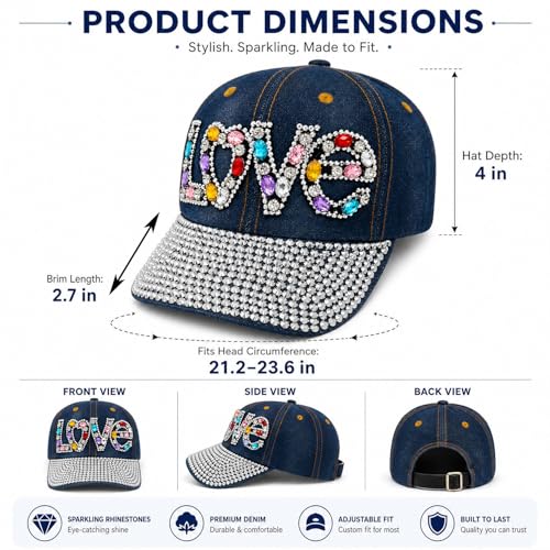 Gorra de béisbol con strass y malla ajustable miniatura 6