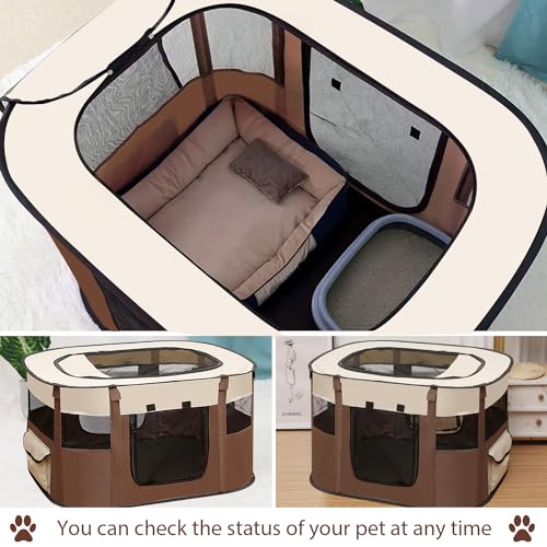 Enclos pour chiots pliable marron pour chatons et lapins