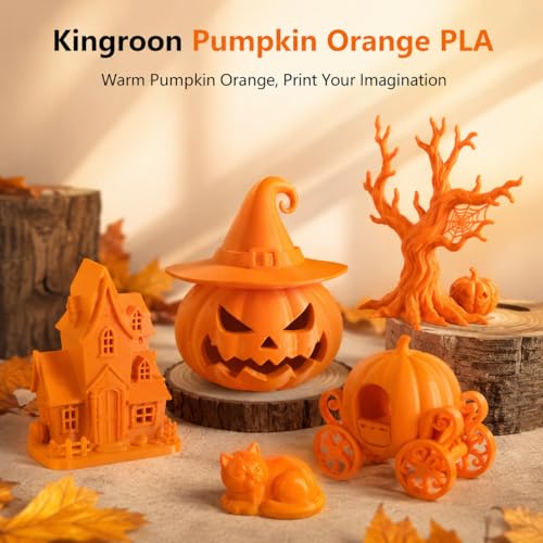 Image of Kingroon Pumpkin Orange PLA Filament 1.75mm, 1kg Spool (2.2lbs), Dimensional Accuracy + /- 0.03mm, Vibrant Color 3D Printer Filament for Most FDM 3D Printers