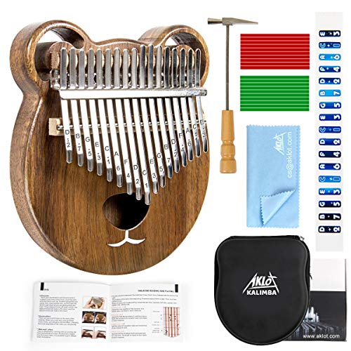 Kalimba 17 Lames En Acier - Piano à Pouce En Acajou, Portable Avec Étui Et Accordeur, Parfait Pour Débutants Et Musiciens