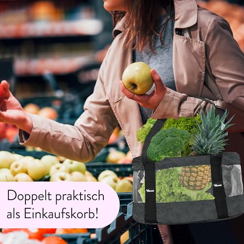 Valkental - Fahrradkorb für Hunde KLICKfix Kompatibel | Ideal als Einkaufskorb | Stabil und Sicher | Inkl. Bodenkissen & Praktischen Fächern