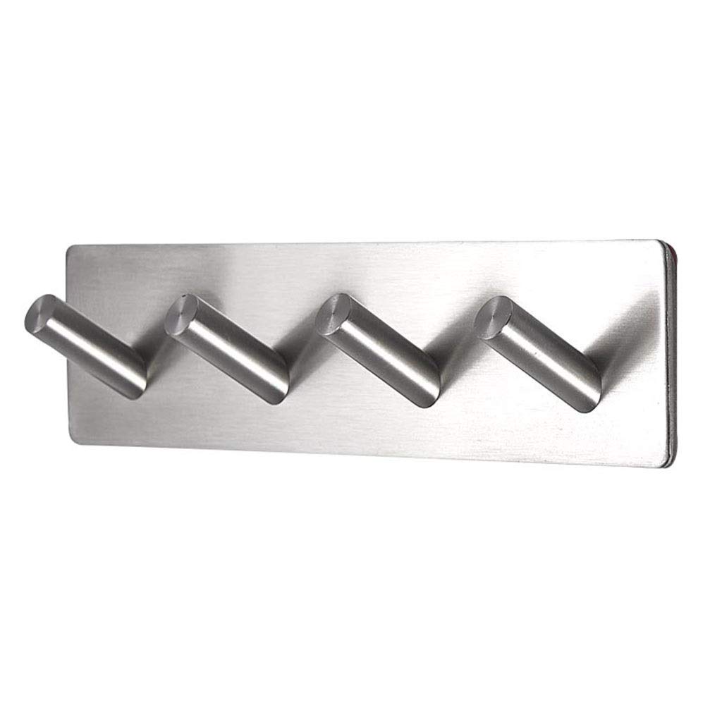 DXTFDHB Self Adhesive Hooks, Stainless Steel Towel Hooks, Heavy Duty Hook, for Robe, Coat, Towel, Keys, Bags-4 Hooks