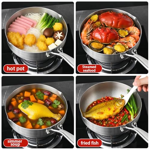 Olla para leche y sartén para freír profunda martillada de 18 cm 7