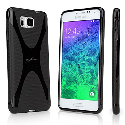 BoxWave Case Compatible with Samsung Galaxy Alpha - Bodysuit, Premium Textured TPU Rubber Gel Skin Case - Jet Black