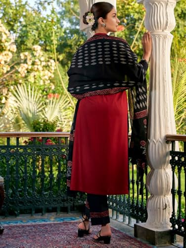 Image of Jaipuri Bunaai Women Ethnic Embroidered Kurta Set With Dupatta