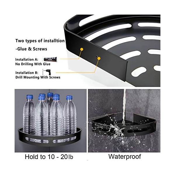 OSHELY Shower Corner Shelf, Self Adhesive Bathroom Shelves No Drilling Wall Mounted Shower Caddy Storage for Bathroom Kitchen (2 Pack, Silver) - Image 4
