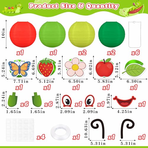 Image of 11PCS Caterpillar Birthday Decorations Paper Lanterns Hanging Swirls Set Back to School DIY Party Decor Classroom Supplies with Eyes Mouth Feelers Legs(Assembly Needed)