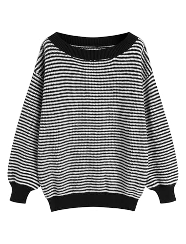 Image of ZAFUL Sweaters for Women Off Shoulder Knit Sweater with Long Sleeve Loose Pullover Jumper Tops