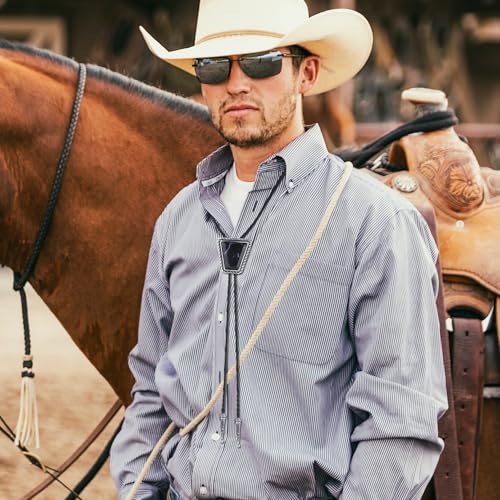Image of Bolo Tie for Men Women Cowboy Turquoise Celtic Natural Tiger Eye Stone Longhorn Bull Western Leather Bolo Necktie