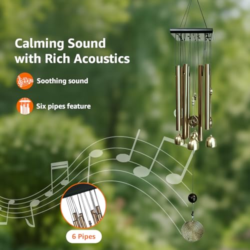 Image of Amazon Basics Wind Chimes for Balcony Decoration, Home Decor & Positive Vibes | Soothing Musical Sound | Metal Hanging for Indoor /Outdoor | Color: Gold | Material: Aluminum | Size: 63L x 9W x 9H cms