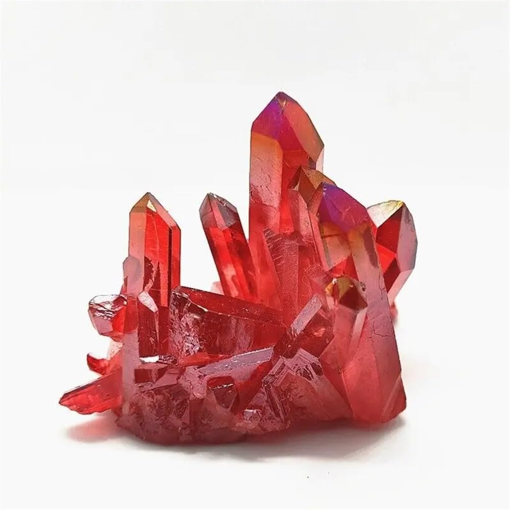 YLQUXEUV Beautiful Red Aura Crystal Titanium Quartz Cluster Ornaments (Size : 100-150g)