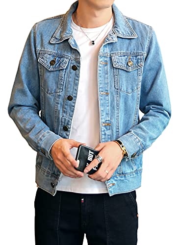 DAVID.ANN Men's Denim Jacket Slim Fit Trucker Coat3