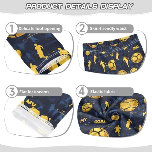 ALAZA Girls' Leggings Children's Yoga Pants Skinny Printed Dance Golden Football Comfortable 4T2