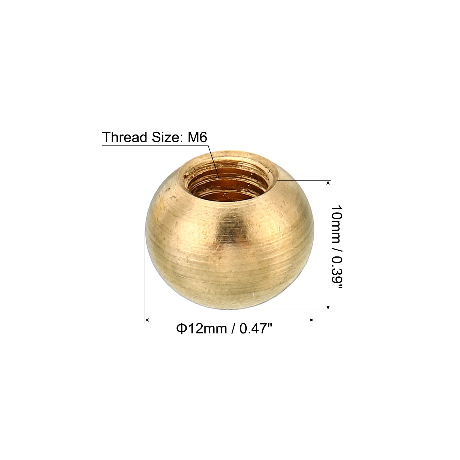 PATIKIL M6x1 Filettatura Cappuccio Dadi Pomello, 10pz Ottone Sfera Lampada decorazioni Vite Cappucci Dado per Mobili Illuminazione