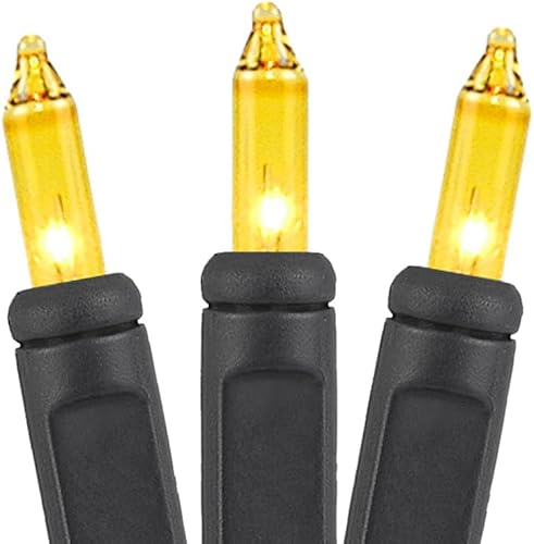 Miniatura 4 de Novelty Lights Juego de 50 mini tiras de luces de Navidad de color amarillo claro, cable negro, para interiores y exteriores, certificación UL, 11