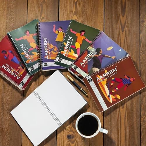 Image of Spiral Notebook Single Subject - 200 Pages, Unruled, Plain, A4, Long Size Plain Notebooks for School and College Students Pack of 6